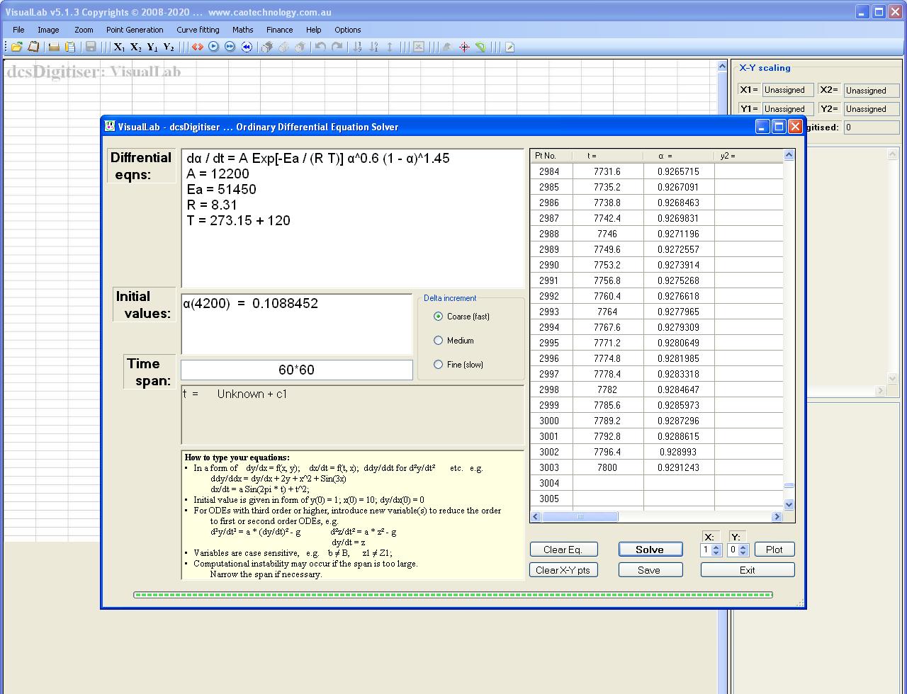 VisualLab computes nonisothermal kinetics